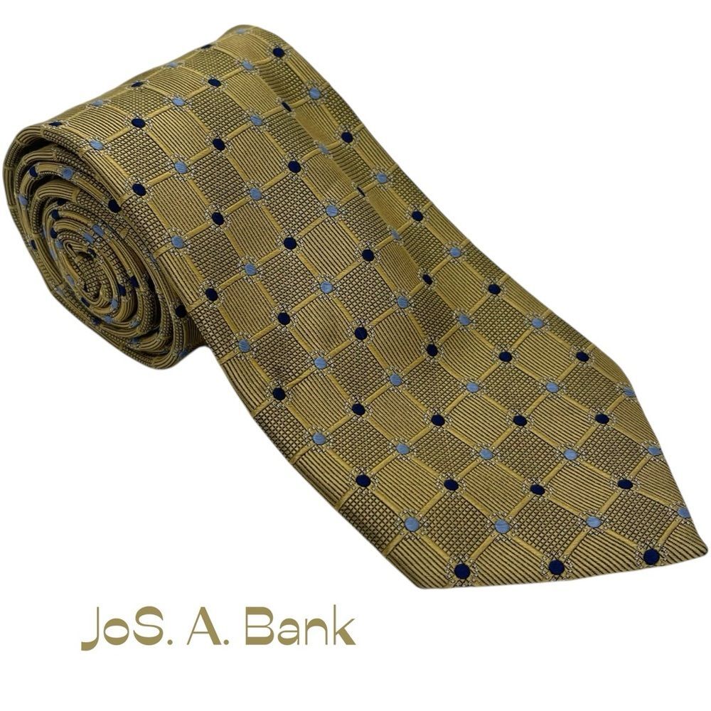 JoS A Bank Gold Black Silk Necktie NWOT Career Office